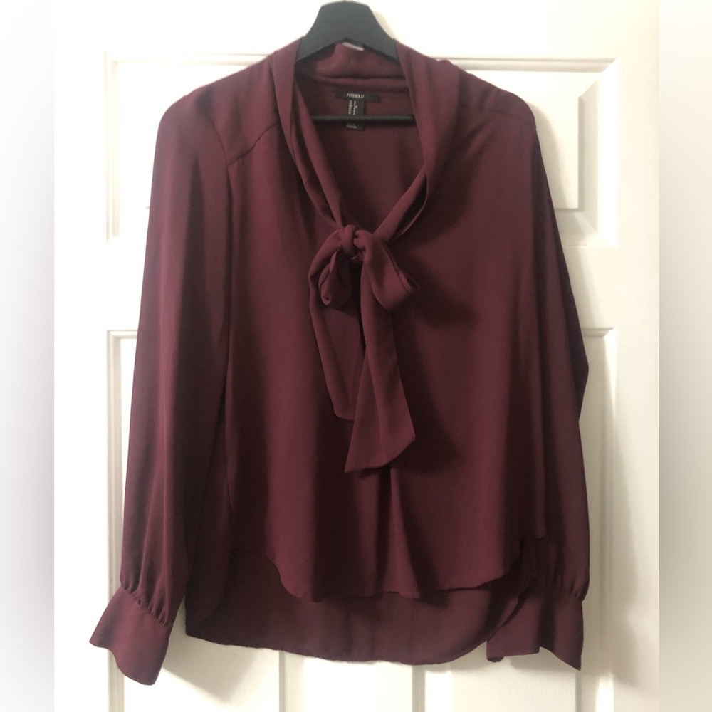 Forever 21 Burgundy Tie Front Blouse